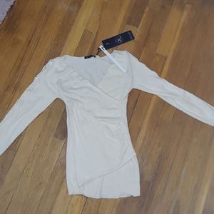 White faux wrap sweater NWT